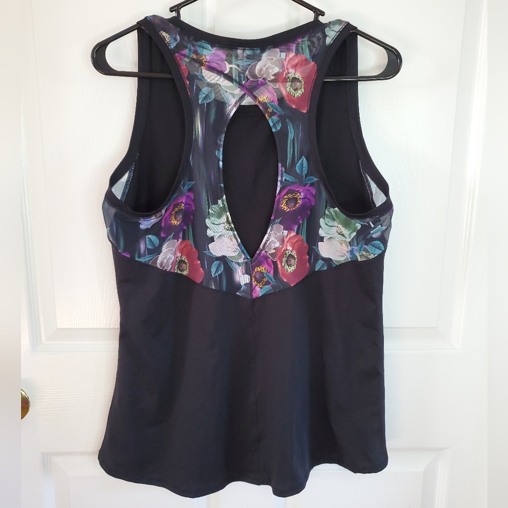 CALIA by Carrie Underwood Floral Black Athletic Tank Top. Size L. #SW